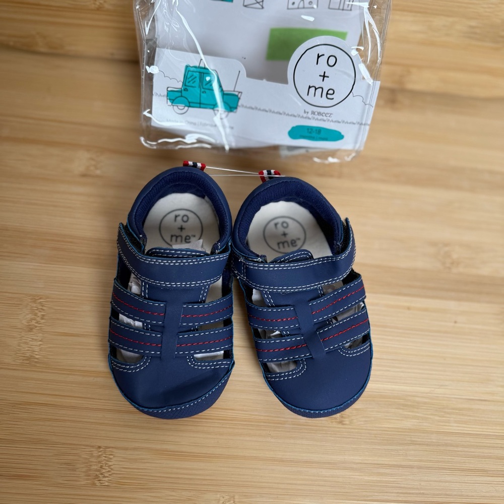 Robeez Ro + Me Baby/Toddler Sandals Navy Fisherman Style Size 12+ Months - Picture 3 of 8
